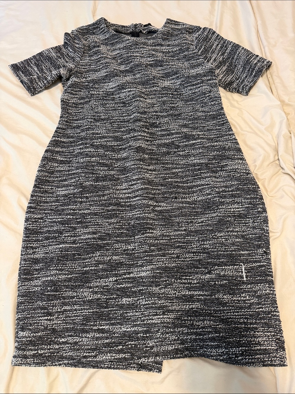 Banana Republic Black & White Marled Midi Shift Dress